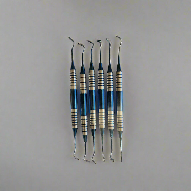 6-Piece Non-Stick Composite Dental Restorative Filling Instruments Kit, Titanium Coated.