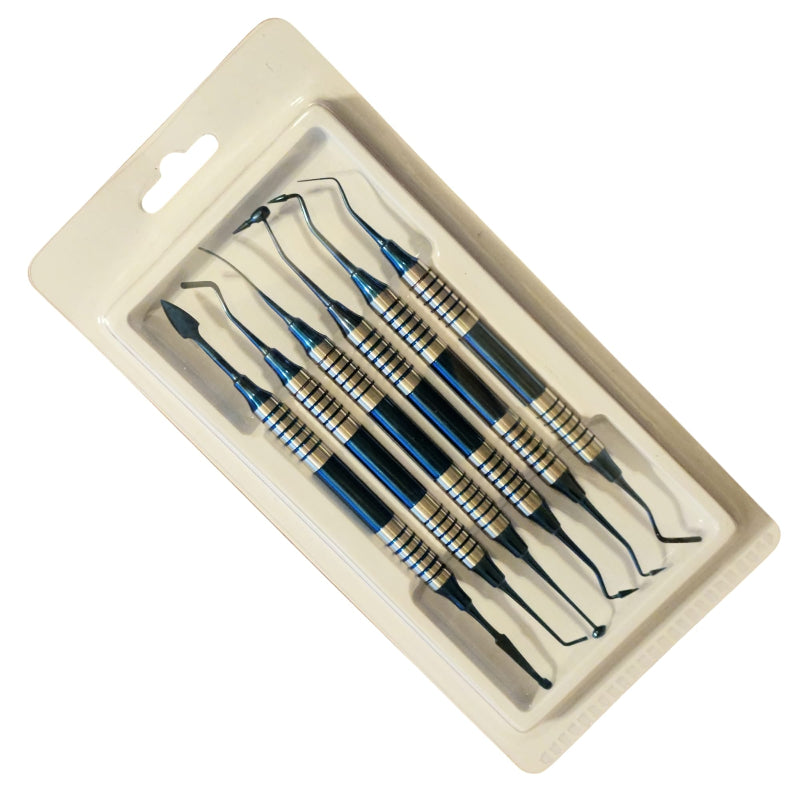 6-Piece Non-Stick Composite Dental Restorative Filling Instruments Kit, Titanium Coated.