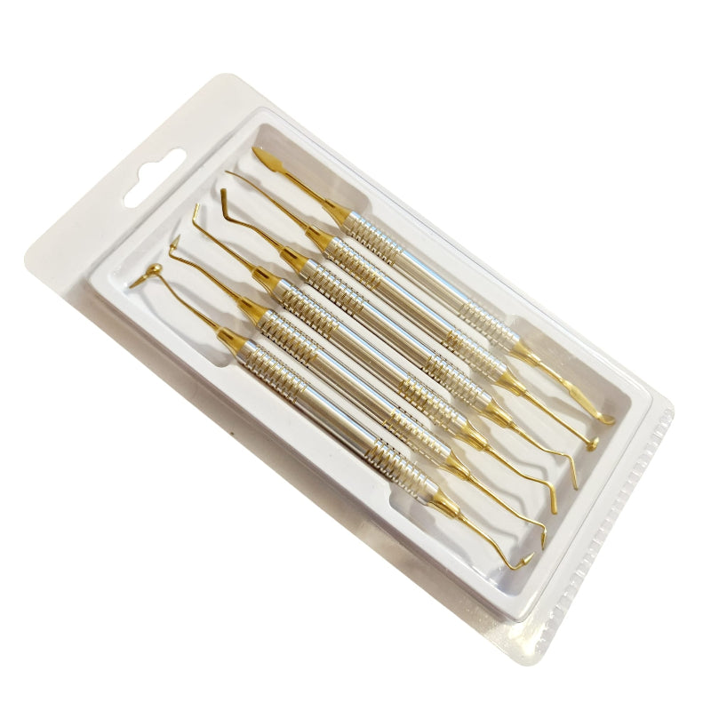 6-Piece Dental Composite Filling Tools Set, Gold.