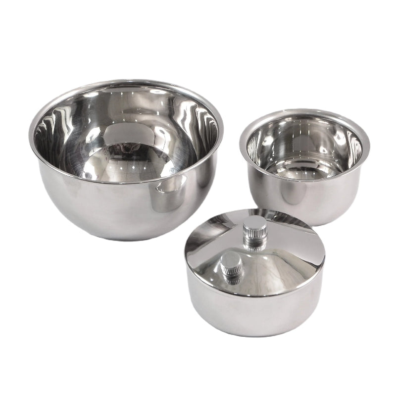 3 STAINLESS STEEL SURGICAL BOWL.