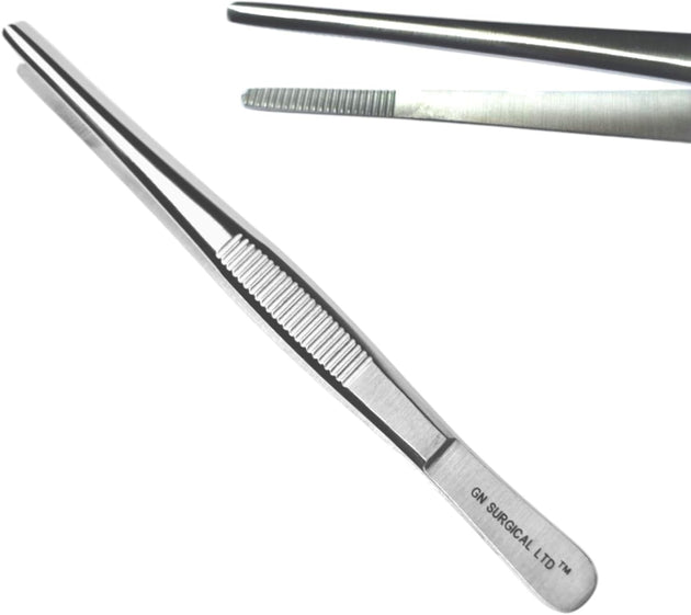 Professional 13cm Stainless Steel Thumb Forceps – Straight Blunt Tweezers with Serrated Tip, Multipurpose Tool for Dressing, Craft, and Garden Use GN SURGICAL LTD  GN SURGICAL LTD