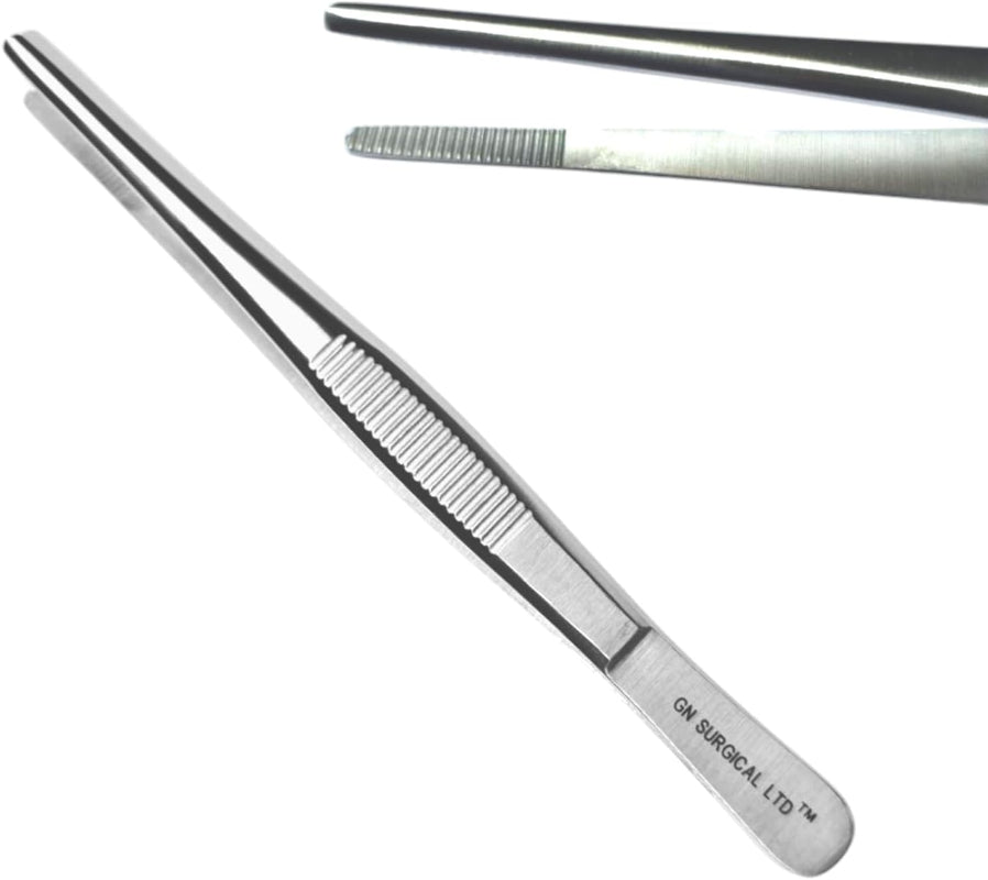Professional 13cm Stainless Steel Thumb Forceps – Straight Blunt Tweezers with Serrated Tip, Multipurpose Tool for Dressing, Craft, and Garden Use GN SURGICAL LTD  GN SURGICAL LTD