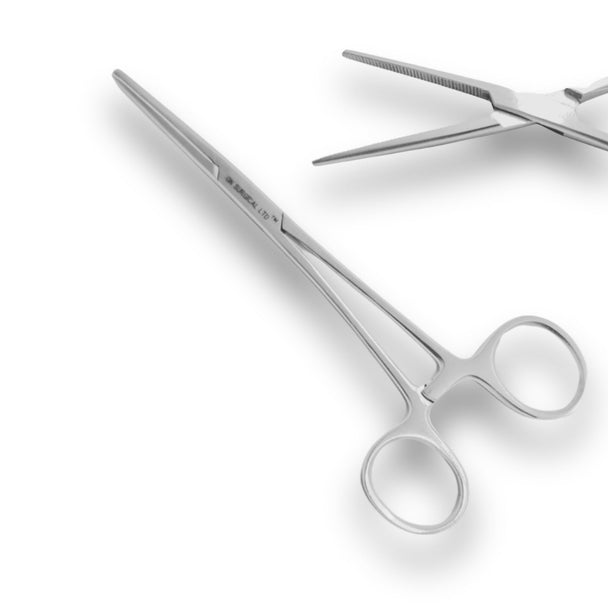 Pair of scissors on a white background