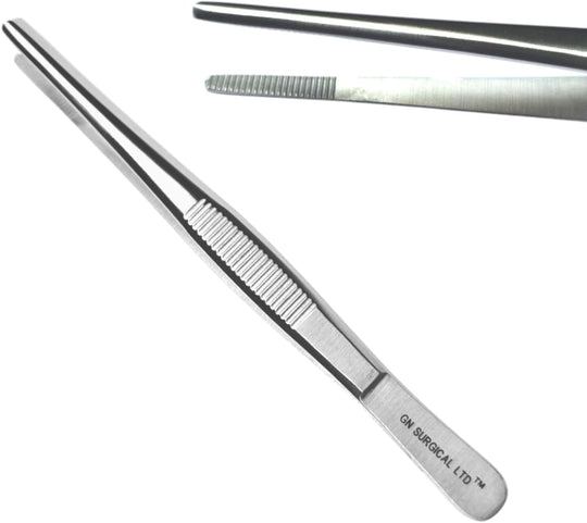 Professional 13cm Stainless Steel Thumb Forceps – Straight Blunt Tweezers with Serrated Tip, Multipurpose Tool for Dressing, Craft, and Garden Use GN SURGICAL LTD  GN SURGICAL LTD