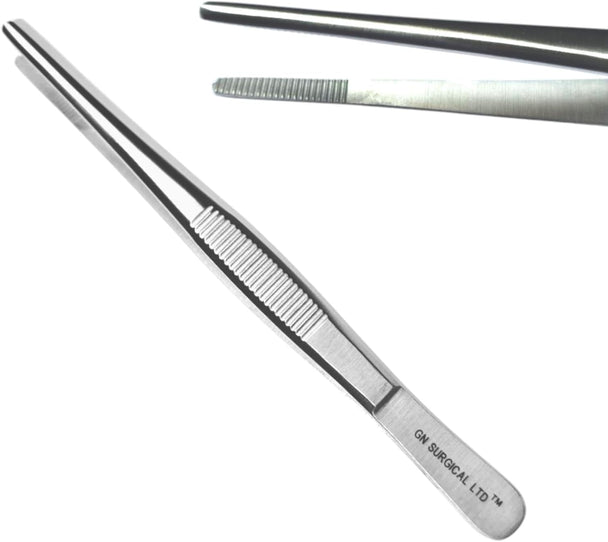 Professional 13cm Stainless Steel Thumb Forceps – Straight Blunt Tweezers with Serrated Tip, Multipurpose Tool for Dressing, Craft, and Garden Use GN SURGICAL LTD  GN SURGICAL LTD
