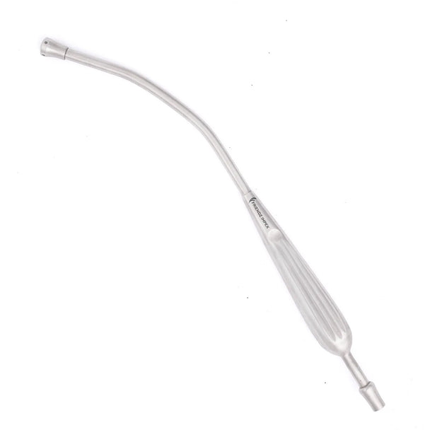 Stainless steel surgical dental suction instrument with curved handle, GN SURGICAL LTD