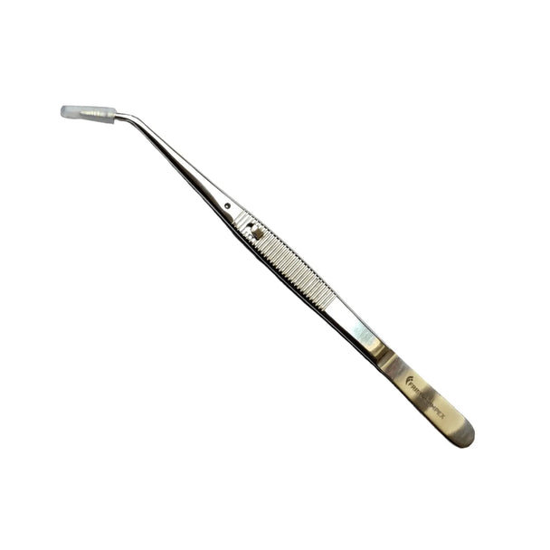 Stainless steel dental surgical tweezer with grooved grip, reusable instrument by GN SURGICAL LTD