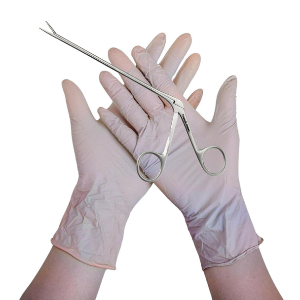 Gloved hands holding GN SURGICAL LTD dental surgical instrument, reusable stainless steel