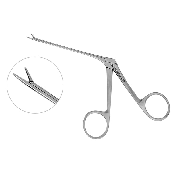Stainless steel surgical dental forceps by GN Surgical Ltd, focus on precision tip