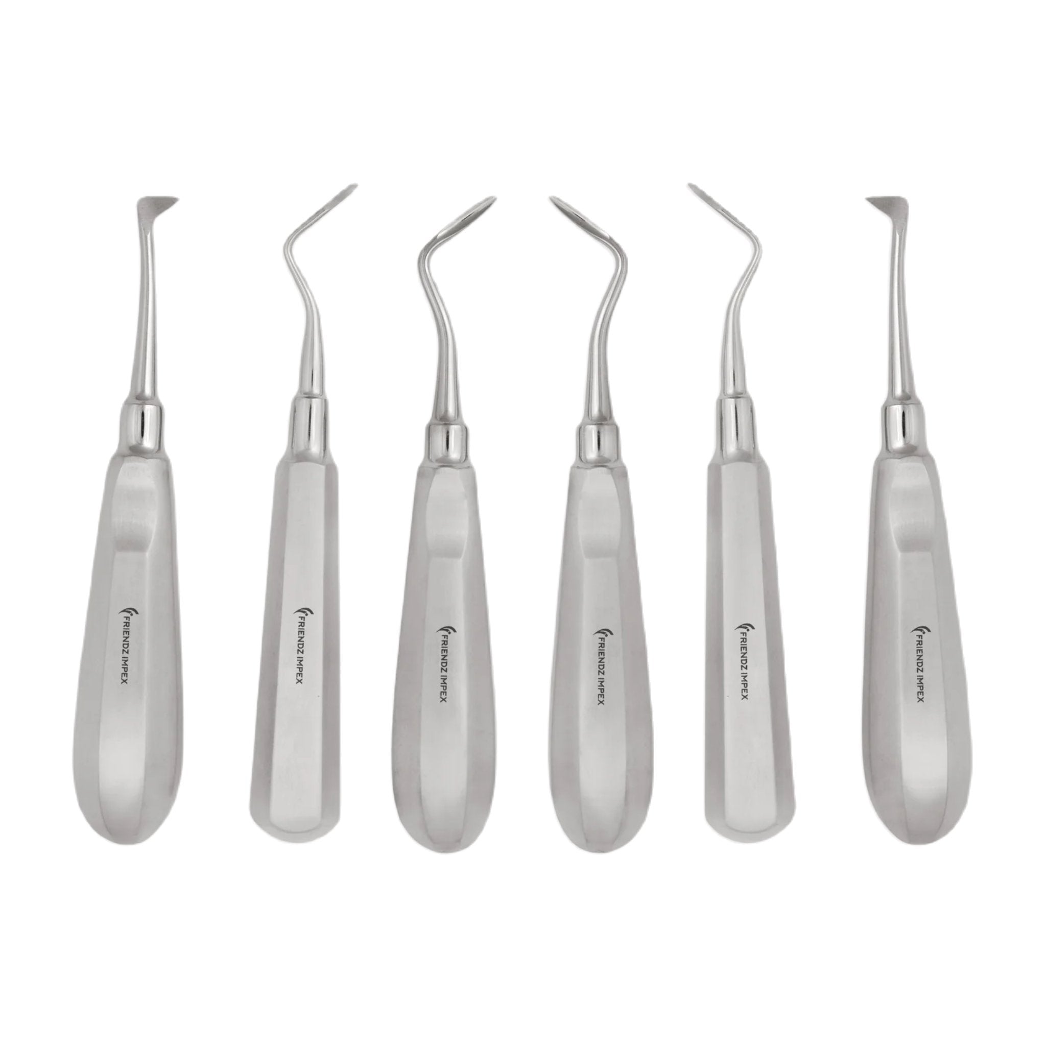 SET OF 6 PASSIVATED DENTAL SURGERY SPEAR SPADE SHAPE CONCAVE ROOT TIP ELEVATORS