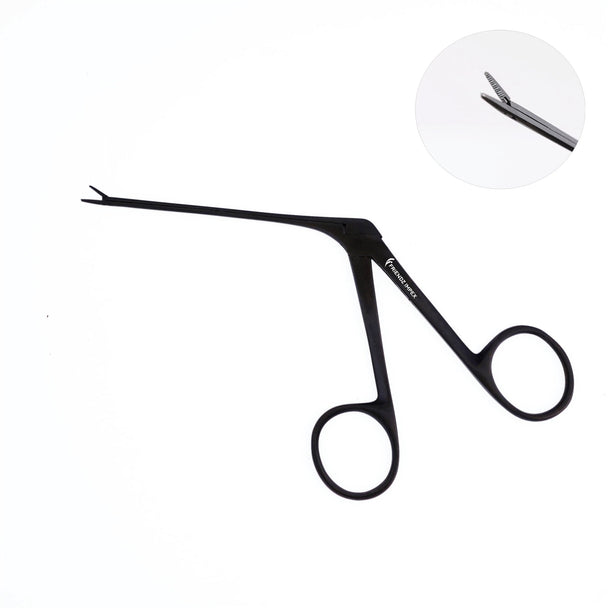 Black surgical dental instrument with angled jaws for precision, GN SURGICAL LTD Class I reusable