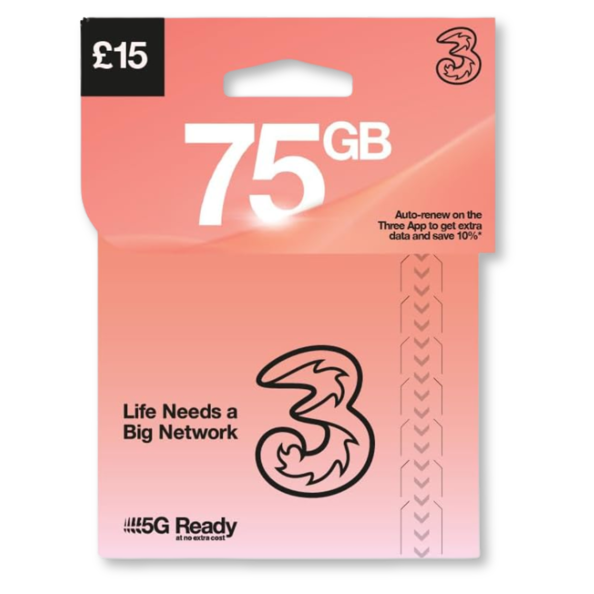 Three UK 75GB Preloaded SIM Card – 5G Ready