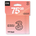 Three UK 75GB Preloaded SIM Card – 5G Ready