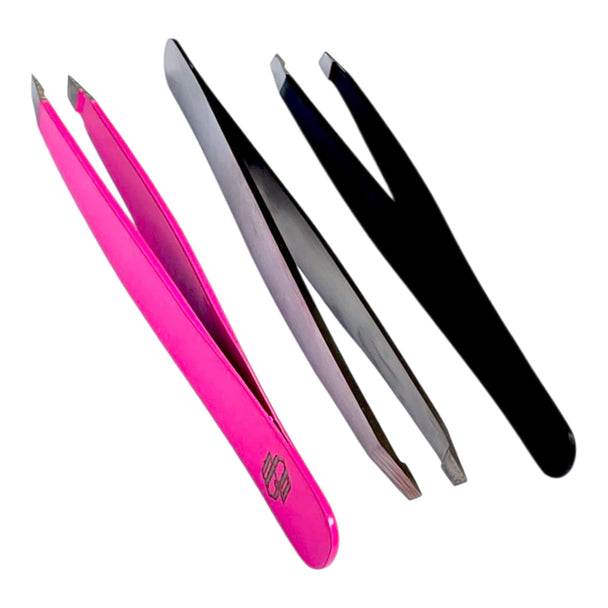 Professional Eyebrow Tweezers Set, Stainless Steel, Slant Tip, 13 cm, Pink, Silver, Black, Precision Plucking G.N SURGICAL LTD Health & Beauty:Nail Care, Manicure & Pedicure:Nail Care Tools:Manicure & Pedicure Tools & Kits GN SURGICAL LTD